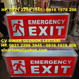 EMERGENCY EXIT Box Merah Orang Lari